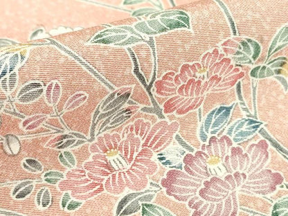 平和屋着物▽上質な小紋　単衣　草花文　正絹　逸品　DABE4313az