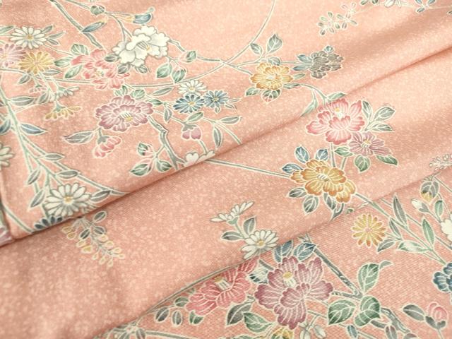 平和屋着物▽上質な小紋　単衣　草花文　正絹　逸品　DABE4313az