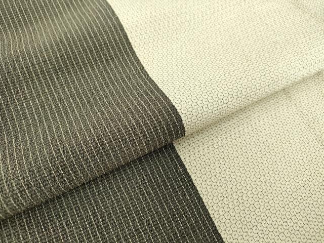 平和屋着物▽本塩沢　単衣　間道　110亀甲　正絹　逸品　DABE4319az