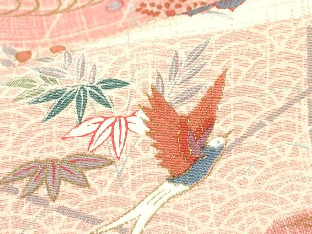 平和屋着物▽上質な小紋　単衣　飛鳥霞花文　金彩　正絹　逸品　DABE4321az