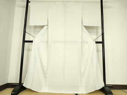 平和屋着物▽上質な色無地　単衣　藍白色　正絹　逸品　DABE4322az