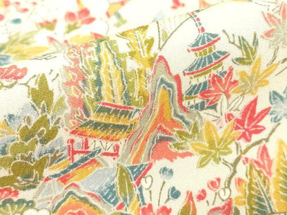 平和屋着物▽上質な小紋　単衣　風景花文　正絹　逸品　未使用　DABE4323az