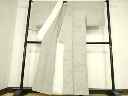平和屋着物▽江戸小紋　単衣　流水花鳥文　正絹　逸品　DABE4324az