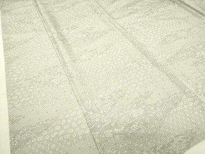 平和屋着物▽江戸小紋　単衣　流水花鳥文　正絹　逸品　DABE4324az
