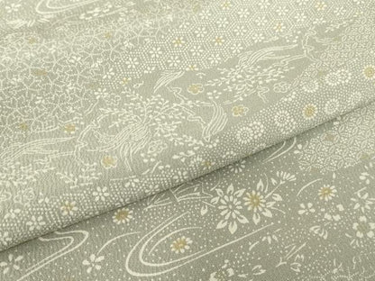 平和屋着物▽江戸小紋　単衣　流水花鳥文　正絹　逸品　DABE4324az