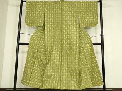 平和屋着物▽本場琉球絣　紬　単衣　反端付き　正絹　逸品　DABE4326az