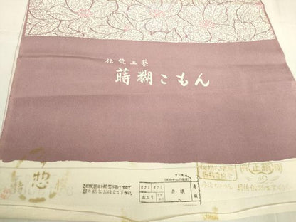 平和屋着物▽伝統工藝蒔糊小紋　単衣　花尽くし　反端付き　正絹　逸品　未使用　DABE4328az