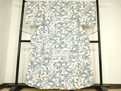 平和屋着物▽上質な小紋　単衣　草花文　正絹　逸品　DABE4331az