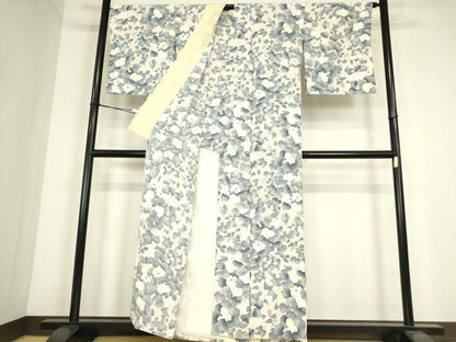 平和屋着物▽上質な小紋　単衣　草花文　正絹　逸品　DABE4331az