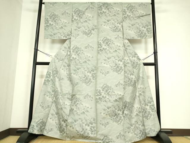 平和屋着物▽本場大島紬　7マルキ　単衣　総絣　遠山風景文　正絹　逸品　DABE4333az