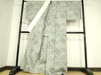 平和屋着物▽本場大島紬　7マルキ　単衣　総絣　遠山風景文　正絹　逸品　DABE4333az