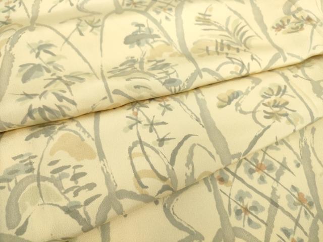 平和屋着物▽上質な小紋　単衣　重ね山花文　正絹　逸品　DABE4334az
