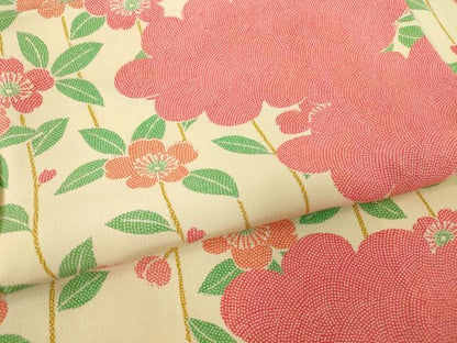 平和屋着物▽上質な小紋　単衣　雲取り枝垂れ桜文　高島屋扱い　正絹　逸品　DABE4338az