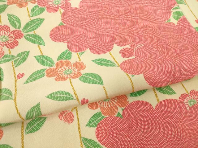 平和屋着物▽上質な小紋　単衣　雲取り枝垂れ桜文　高島屋扱い　正絹　逸品　DABE4338az