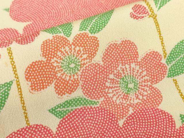 平和屋着物▽上質な小紋　単衣　雲取り枝垂れ桜文　高島屋扱い　正絹　逸品　DABE4338az