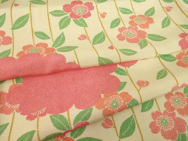 平和屋着物▽上質な小紋　単衣　雲取り枝垂れ桜文　高島屋扱い　正絹　逸品　DABE4338az