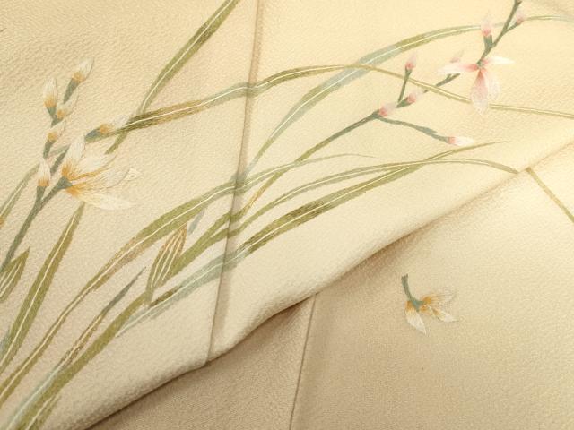 平和屋着物▽中国三大刺繍　蘇州刺繍　総刺繍　訪問着　単衣　草花文　暈し染め　金糸　正絹　逸品　DABE4339az