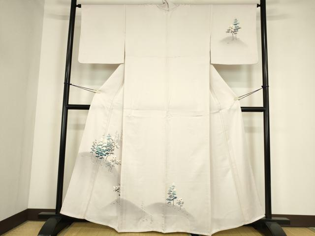 平和屋着物▽訪問着　単衣　樹林風景文　暈し染め　正絹　逸品　DABE4343az