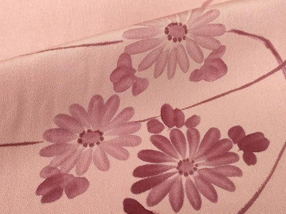 平和屋着物▽上質な小紋　単衣　流水花文　正絹　逸品　DABE4344az
