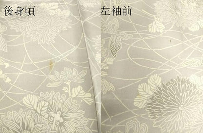 平和屋着物▽上質な小紋　単衣　型染　舞蝶花文　正絹　逸品　DABE4346az
