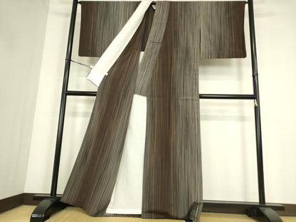 平和屋着物▽本塩沢　やまだ織　200色　単衣　山崎静子作　証紙付き　正絹　逸品　DABE4347az
