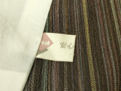 平和屋着物▽本塩沢　やまだ織　200色　単衣　山崎静子作　証紙付き　正絹　逸品　DABE4347az