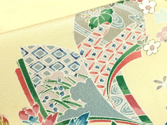 平和屋着物▽上質な小紋　単衣　流水冊子文　正絹　逸品　DABE4349az