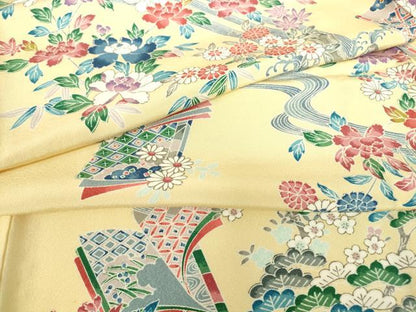平和屋着物▽上質な小紋　単衣　流水冊子文　正絹　逸品　DABE4349az