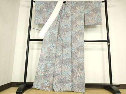 平和屋着物▽上質な小紋　単衣　型染　松竹梅　正絹　逸品　DABE4353az