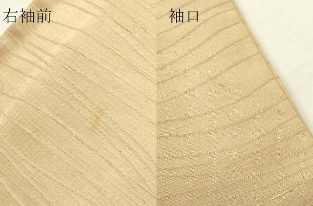 平和屋着物▽上質な色無地　単衣　立波地紋　香色　正絹　逸品　DABE4354az