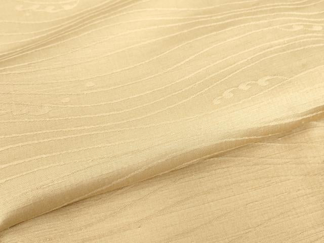 平和屋着物▽上質な色無地　単衣　立波地紋　香色　正絹　逸品　DABE4354az