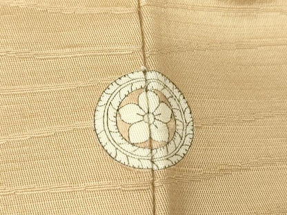 平和屋着物▽上質な色無地　単衣　立波地紋　香色　正絹　逸品　DABE4354az