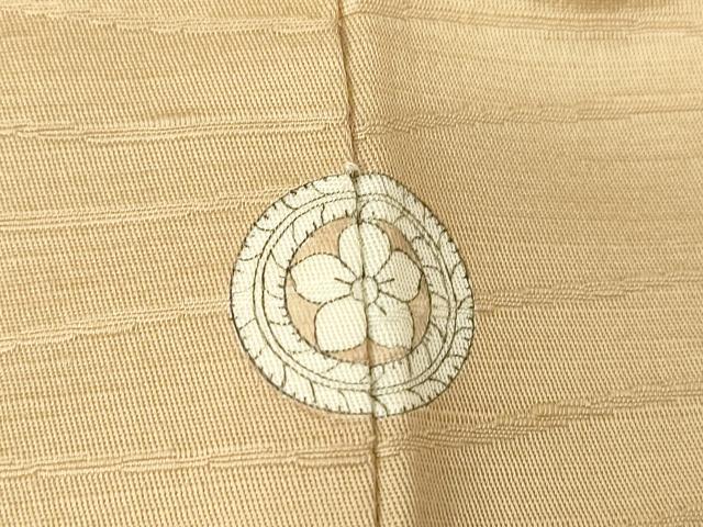 平和屋着物▽上質な色無地　単衣　立波地紋　香色　正絹　逸品　DABE4354az