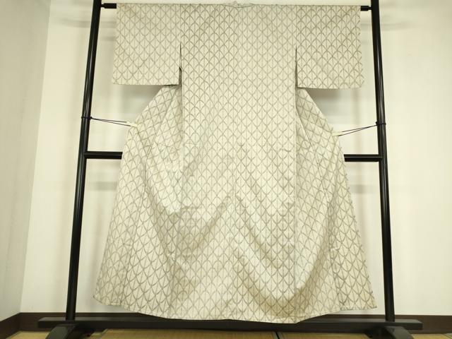 平和屋着物▽上質な紬　単衣　変わり縞　正絹　逸品　DABE4355az
