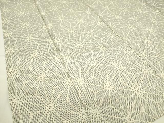 平和屋着物▽上質な紬　単衣　麻の葉文　正絹　逸品　DABE4356az