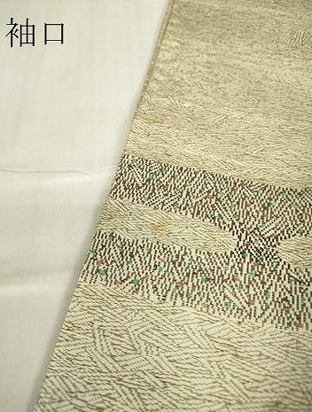 平和屋着物▽上質なお召　単衣　エ霞文　正絹　逸品　DABE4357az