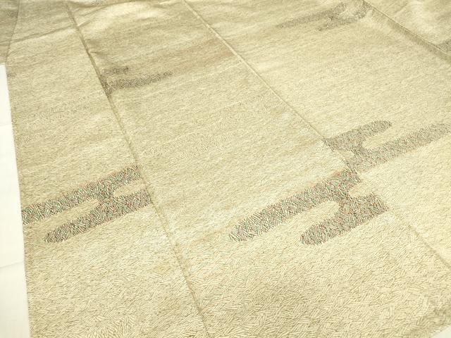 平和屋着物▽上質なお召　単衣　エ霞文　正絹　逸品　DABE4357az