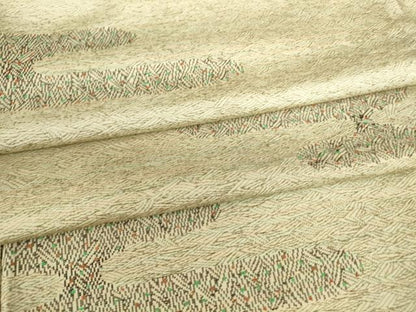 平和屋着物▽上質なお召　単衣　エ霞文　正絹　逸品　DABE4357az