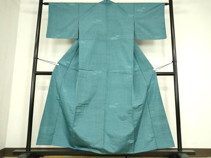 平和屋着物▽上質な紬　単衣　籬文　正絹　逸品　DABE4360az