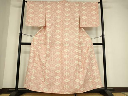 平和屋着物▽訪問着　単衣　菱文　正絹　逸品　DABE4361az