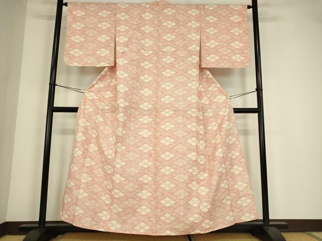 平和屋着物▽訪問着　単衣　菱文　正絹　逸品　DABE4361az