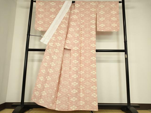 平和屋着物▽訪問着　単衣　菱文　正絹　逸品　DABE4361az
