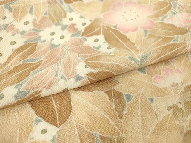 平和屋着物▽上質な小紋　単衣　作家物　花尽くし　鬼しぼ縮緬　正絹　逸品　DABE4372az