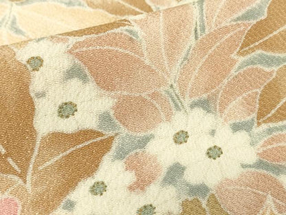 平和屋着物▽上質な小紋　単衣　作家物　花尽くし　鬼しぼ縮緬　正絹　逸品　DABE4372az