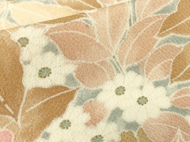 平和屋着物▽上質な小紋　単衣　作家物　花尽くし　鬼しぼ縮緬　正絹　逸品　DABE4372az