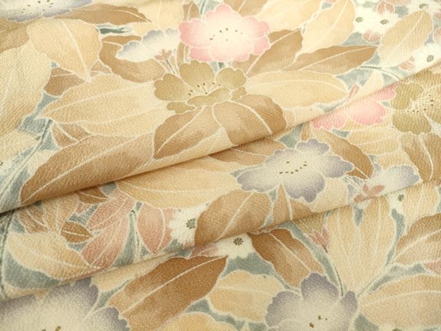 平和屋着物▽上質な小紋　単衣　作家物　花尽くし　鬼しぼ縮緬　正絹　逸品　DABE4372az