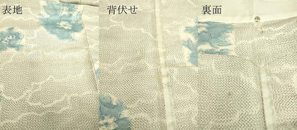 平和屋着物▽上質な紬　単衣　草花文　正絹　逸品　DABE4384az
