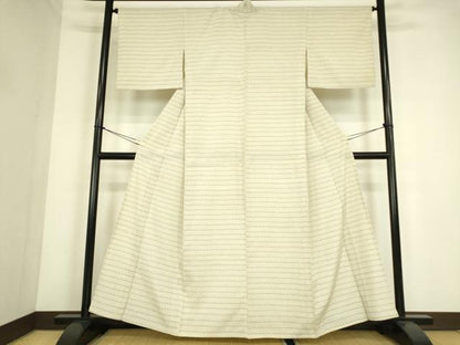 平和屋着物▽本塩沢　単衣　立涌文　正絹　逸品　DABE4385az