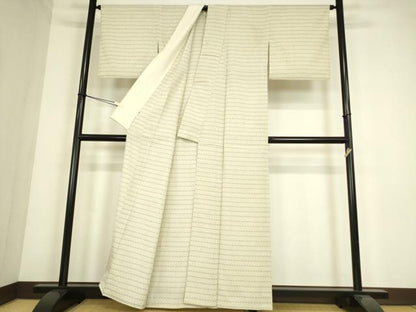 平和屋着物▽本塩沢　単衣　立涌文　正絹　逸品　DABE4385az