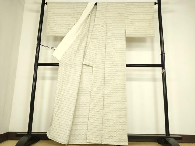 平和屋着物▽本塩沢　単衣　立涌文　正絹　逸品　DABE4385az
